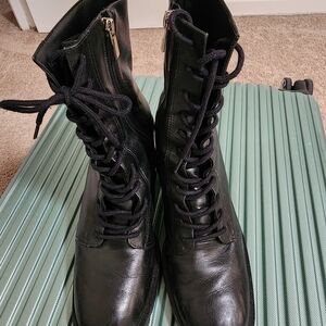 Saks Fifth Avenue Black Leather Lace-Up Boots
